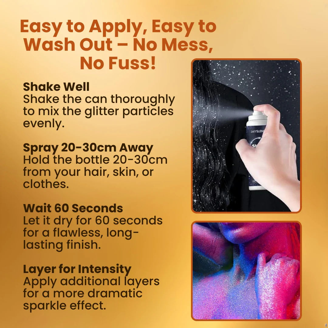 3 In 1 Silver Glitter Spray For Hair, Body & Dress