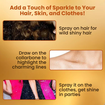 3 In 1 Silver Glitter Spray For Hair, Body & Dress