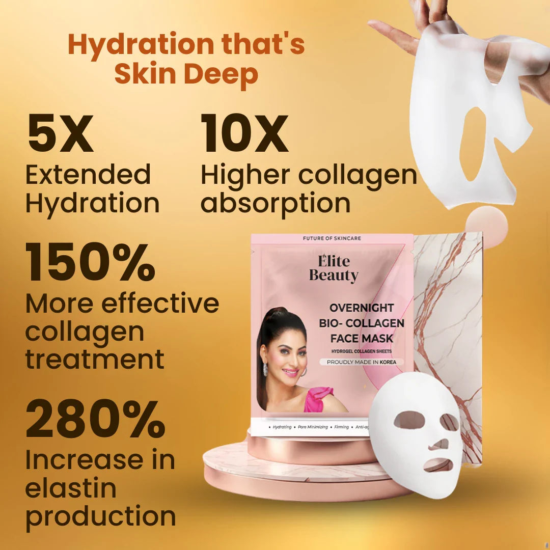 Elite Overnight Korean Glass Skin Face Mask Real Deep Bio-Collagen - Made In Korea