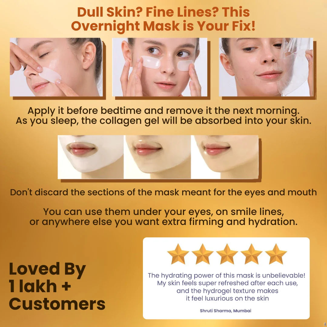 Elite Overnight Korean Glass Skin Face Mask Real Deep Bio-Collagen - Made In Korea