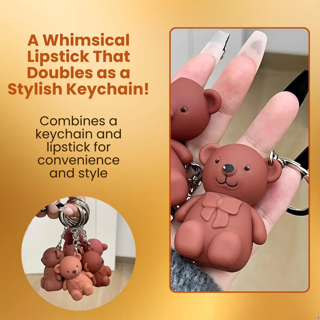 Pookie Bear Lip Gloss Keychain (Korean Formulation) - Pack of 6 (3 NUDE + 3 MATTE)