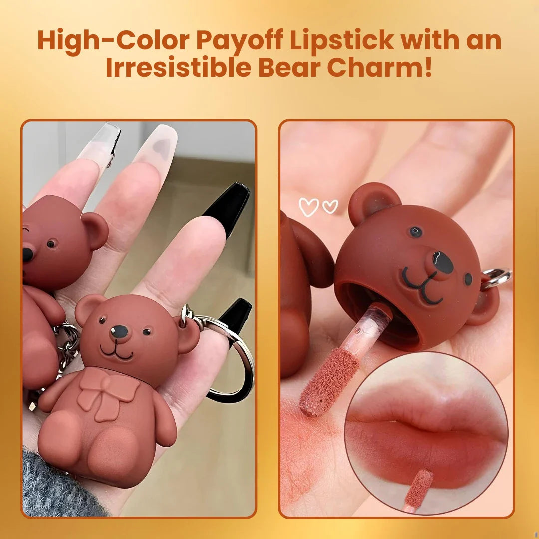 Pookie Bear Lip Gloss Keychain (Korean Formulation) - Pack of 6 (3 NUDE + 3 MATTE)