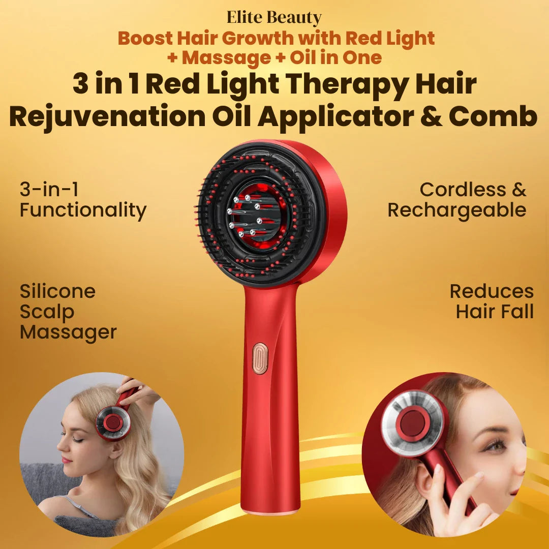3 in 1 Red Light Therapy Hair Rejuvenation Oil Applicator & Comb