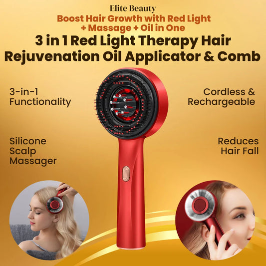 3 in 1 Red Light Therapy Hair Rejuvenation Oil Applicator & Comb