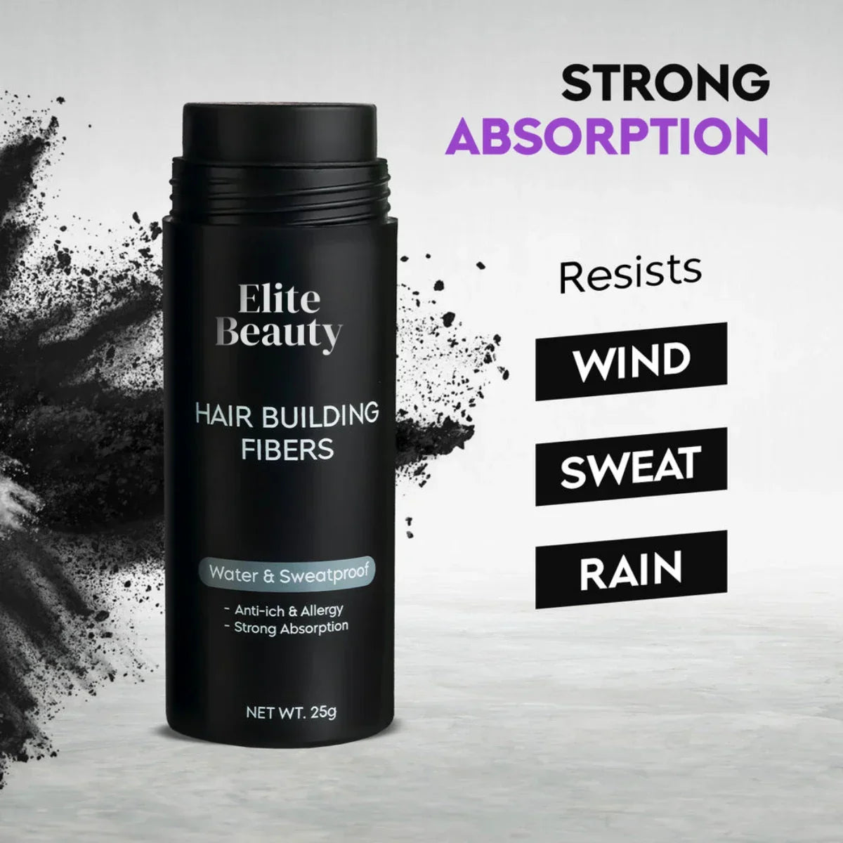 Elite Beauty Hair Thickening Fibers - Black