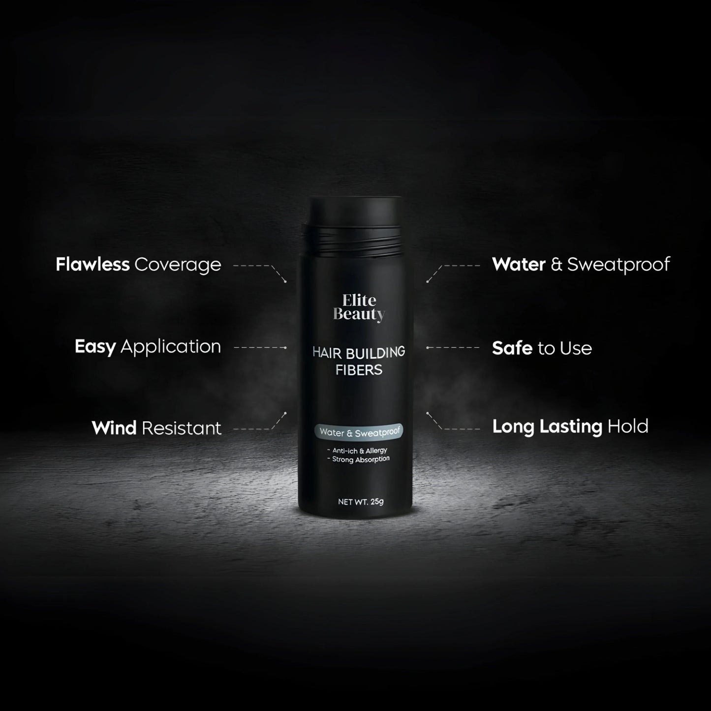 Elite Beauty Hair Thickening Fibers - Black